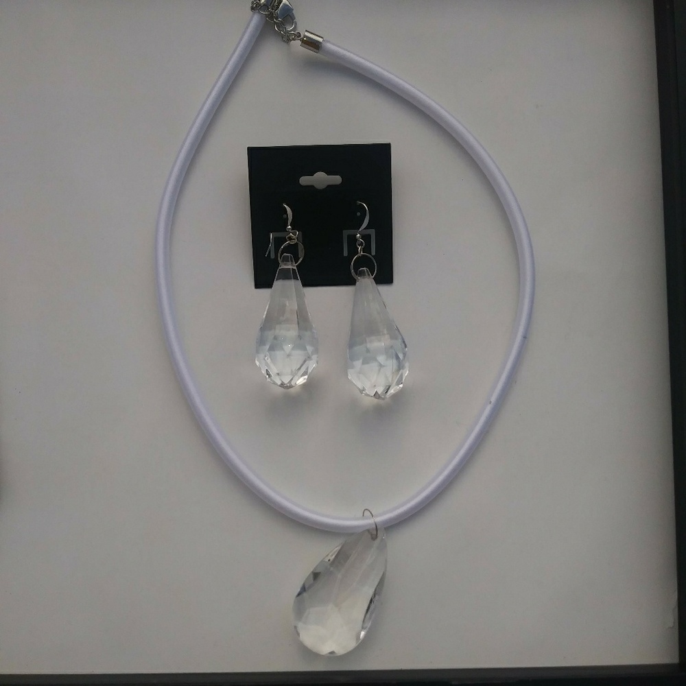 White stone necklace and earring set